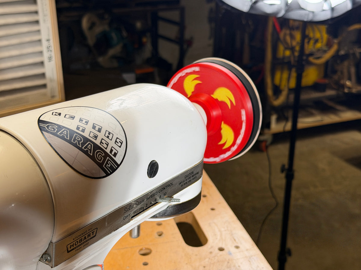 Sander attachment on a vintage Hobart-era KitchenAid K45SS