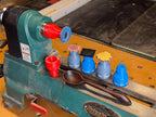Roloc adapter on the lathe spindle with a wooden spoon